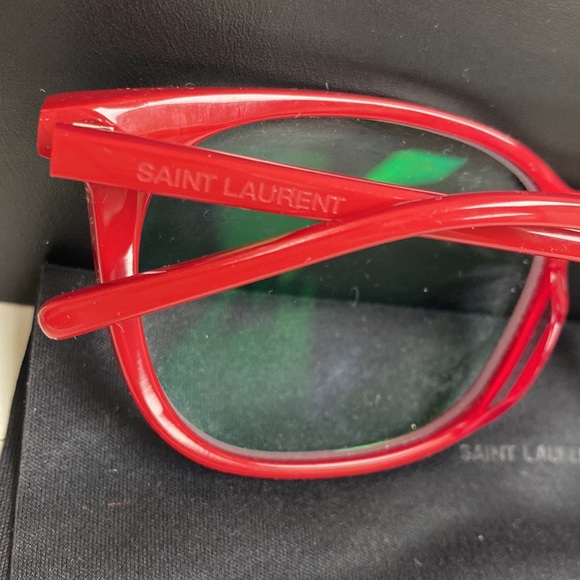 Saint Laurent Red Oversized Logo Frames High End Non Scratch Lenses Eyeglasses - Picture 8 of 14